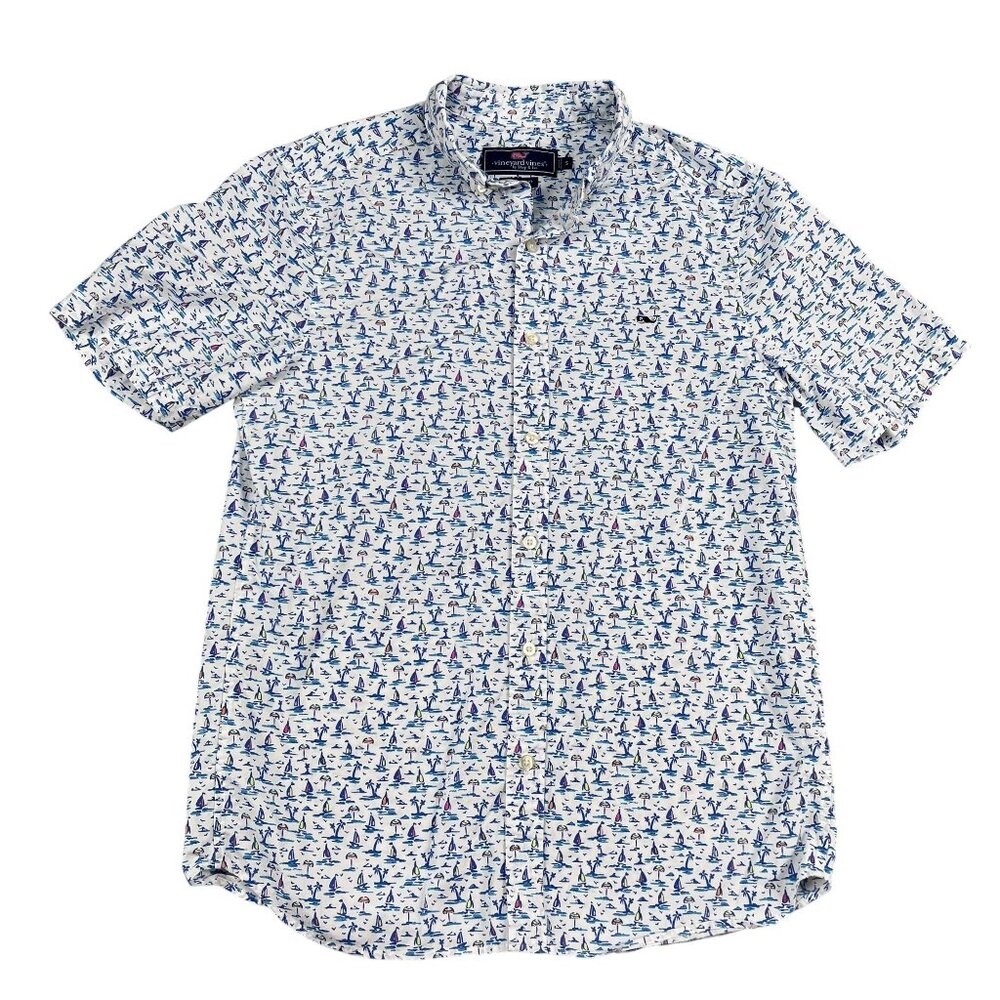 VIneyard Vines Whale Shirt Small Mens 100%‎ Cotton Colorful Button Down